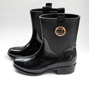 Guess Black Rain Boots with Emblem Sz 7